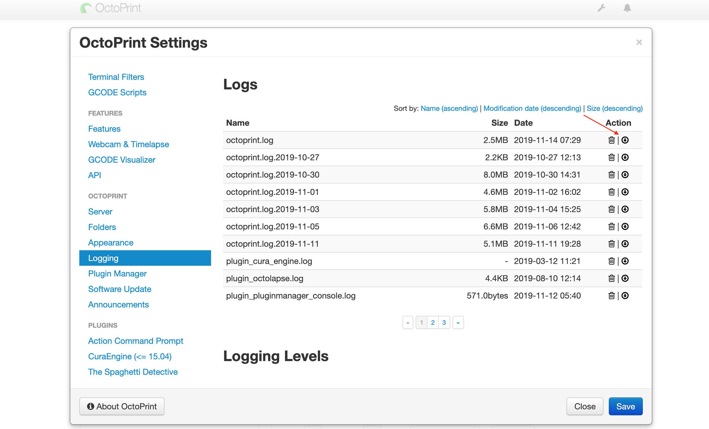 turn on debug logging